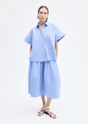 Full Skirt in Cotton Poplin - Blue - CO Collections